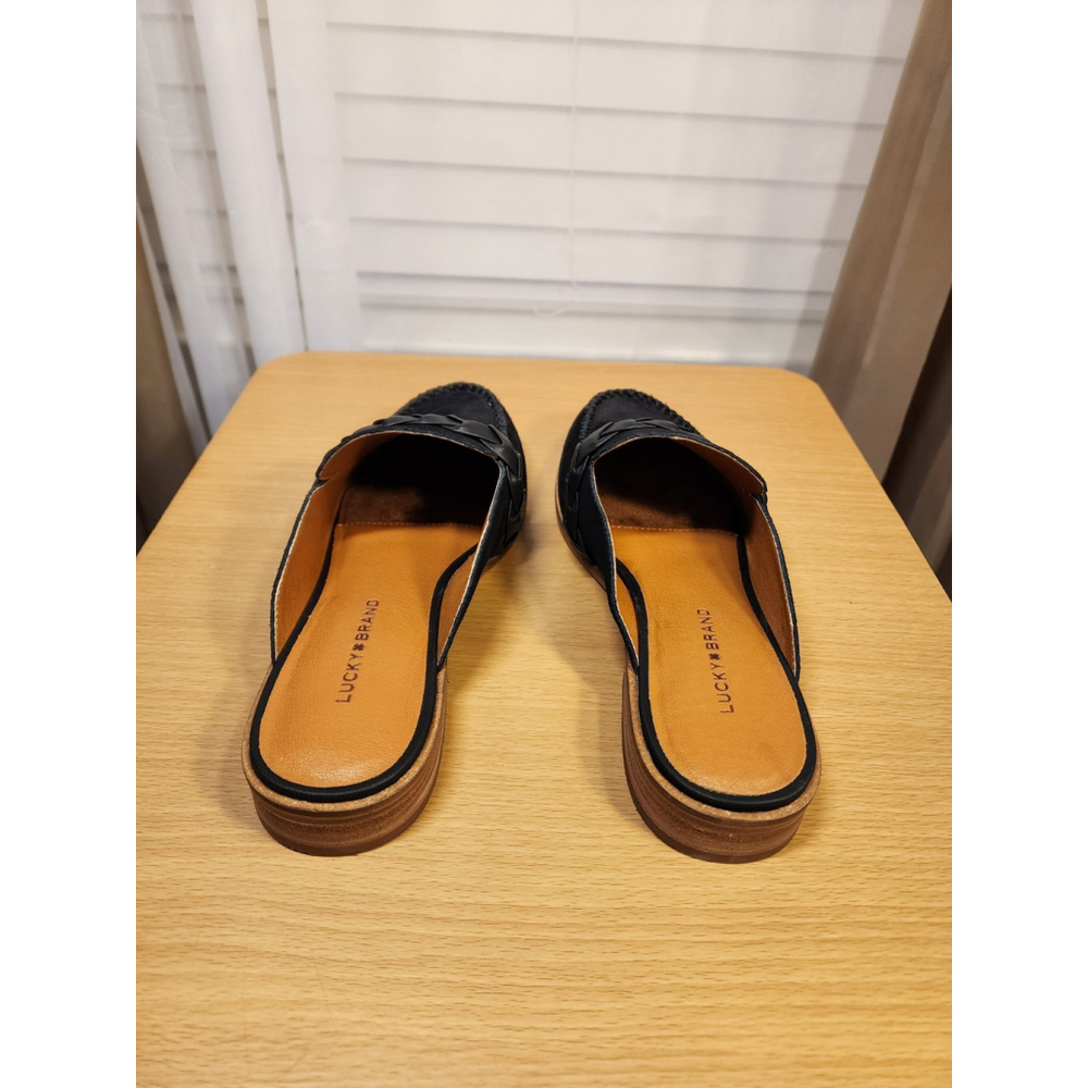 Lucky Brand Suede LEATHER Mule Loafers Slippers Sandal Shoes Size 9.5 M BLACK - Picture 7 of 14